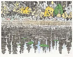 Edward William Godwin, Wild Rice, Lily Pads & Summer Breezes #P/P, hand coloured etching on paper