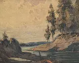 Alfred Crocker Leighton, Whitemud Creek, watercolour on paper