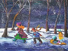 Enough for Today by Katerina Mertikas, acrylic on wood board, sold Apr 2024