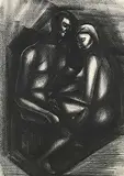 Clifford Foard Robinson, Wedding Couple, charcoal on paper