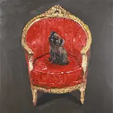 Vanessa Stockard, Obedience School - Griffon Bruxellois, 2018, oil on canvas
