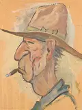 John Davenall Turner, The Westerner, oil on wood board