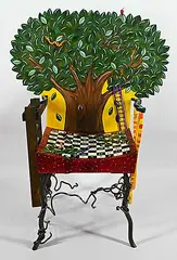 Nancy Babick-Brennan, Untitled - Snakes and Ladders Chair, painted wood and welded metal chair