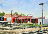 William Roy Brownridge, CN Roundhouse, Regina, 1975, acrylic on wood board