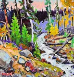 John H. Burrow, High Elevation Creek, oil on canvas board