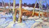 Louise Cook, Winter Woods, 2009, oil on wood board