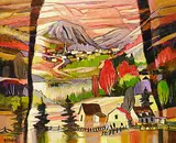 Jean-Guy Desrosiers, Par Ciel De Feu [Charlevoix], oil on wood board