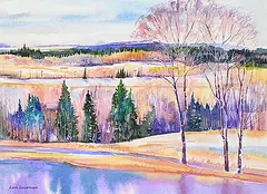 Lorna Dockstader, Untitled - Hint of Spring, watercolour on paper