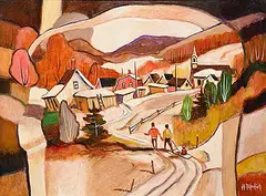 Jean-Guy Desrosiers, Pres de La Douce Montagne, oil on canvas