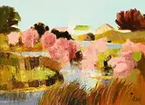 Jacques Dollé, Paysage aux Tamaris, oil on canvas