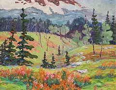 Louise Gant, Alpine Meadow - Beaver Mines Lake Area, oil on canvas