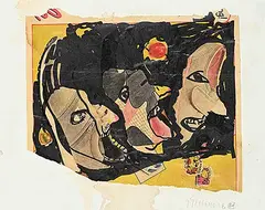 Graham Gillmore, Untitled - Shoe Faces, 1984, mixed media collage on paper