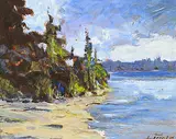 Hans Herold, Greig Lake, Saskachewan, 1977, oil on wood board