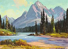 Michael Horyn, Untitled - Mountain Stream, acrylic on paper board