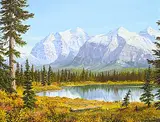 Roger Kamp, Temple Mountain and Herbert Lake, 1993, acrylic on canvas