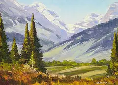 Ernest Lamm, Untitled - Springtime in the Rockies, oil on canvas board