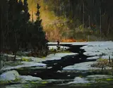 Yvon Lemieux, L'eveil, oil on wood board
