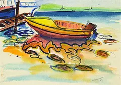 Janet Mitchell, Untitled - Holiday Boat, 1950, watercolour on paper