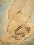 Louis Muhlstock, Foreshortened Nude, 1971, oil on wood board