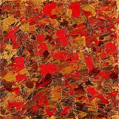 April Ponsford, Untitled - Red and Gold Abstract, acrylic on canvas