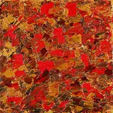 April Ponsford, Untitled - Red and Gold Abstract, acrylic on canvas