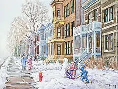 Marcel Ravary, Jeux d'Enfants, acrylic on canvas