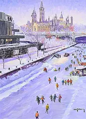 Marcel Ravary, Untitled - Skaters, oil on canvas