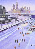 Marcel Ravary, Untitled - Skaters, oil on canvas