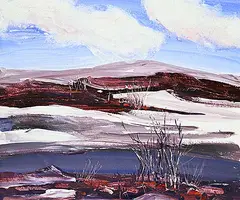 Edith Jean Richards, Winter Landscape, acrylic on wood board