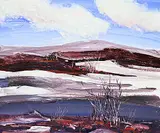 Edith Jean Richards, Winter Landscape, acrylic on wood board