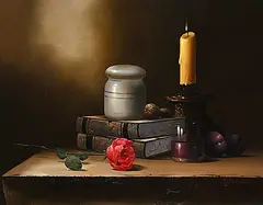 Victor Santos, Untitled - Desk Still Life, oil on canvas
