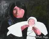 Mother and Baby by Allen Sapp, acrylic on canvas, sold Mar 2024