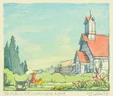 Saint Peters, Windermere #27/100 by Margaret Shelton, 1977, lino block in eight colours on paper, sold Mar 2024