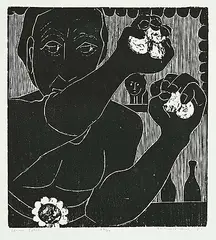 John Harold Thomas Snow, Penny Pitch #26/50, 1951, wood block on paper