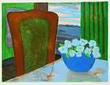 John Harold Thomas Snow, Blue Bowl of Flowers #27/50, 1976, colour lithograph on paper