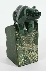 Lyle Sopel, Untitled - Bear on Cliff, green jade sculpture