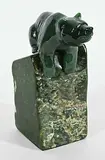 Lyle Sopel, Untitled - Bear on Cliff, green jade sculpture