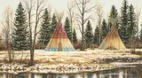Paul Surber, Untitled - Teepees, gouache on paper
