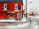Terry Tomalty, Untitled - Depanneur in Winter, 1983, oil on wood board