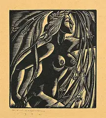 Untitled - Nude by Earl Marshawn Washington, wood block on paper, sold Mar 2024