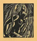Earl Marshawn Washington, Untitled - Nude, wood block on paper