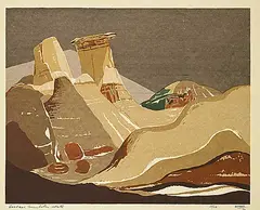 George Weber, Hoodoos, Drumheller, Alberta #25/26, 1960, colour silkscreen on paper