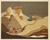 George Weber, Hoodoos, Drumheller, Alberta #25/26, 1960, colour silkscreen on paper