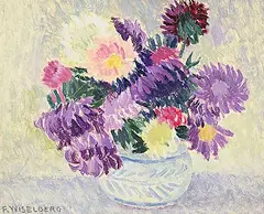Fanny Wiselberg, Still Life with Blue and White Vase, oil on paper board