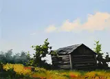 Karl E. Wood, Old Cabin - Twin Butte, oil on wood board