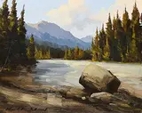 Karl E. Wood, Spring Flow, oil on wood board