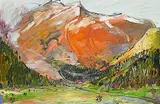 Judith Zinkan, U Valley Ochre Red Mountain [The Crowds Applauded], 1993, oil on wood board