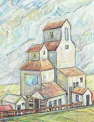 Kay Arima, Landscape with Wheat Pool, 1988, acrylic on canvas