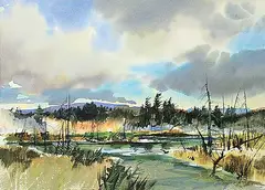 Brian Marshall Atyeo, Untitled - Where the Water Meets, watercolour on paper