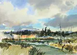 Brian Marshall Atyeo, Untitled - Where the Water Meets, watercolour on paper
